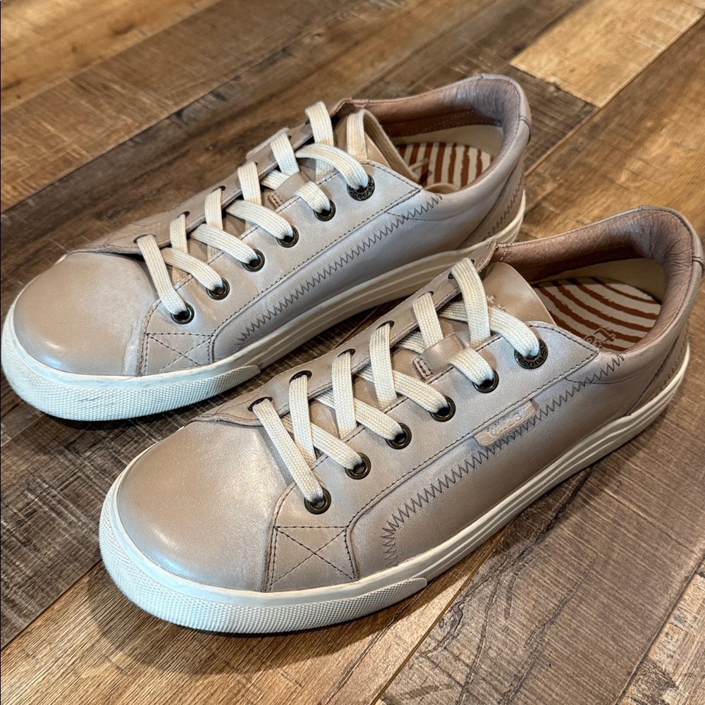 Taos Plim Soul Lux Oyster Leather Sneakers